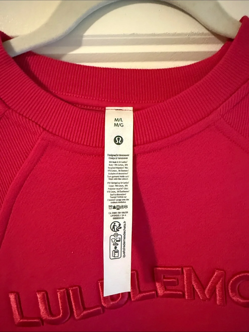LULULEMON HOT PINK M/L